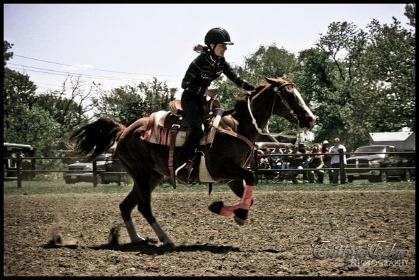 The horse that got me into barrel racing. I had the humble beginnings starting with saddle club.